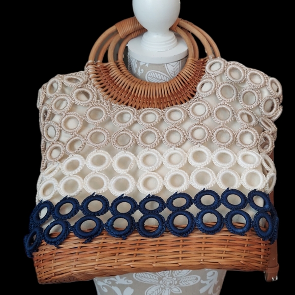 INC International Concepts Wicker Basket Crossbody / Handle Bag - Picture 3 of 10